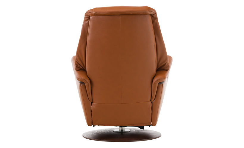 Brown leather recliner chair on a white background